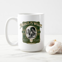 Caneca de Café Literário em Verde Ouro 'Barkis est