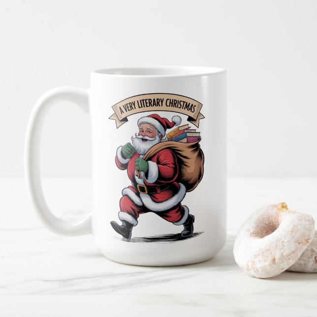 Caneca De Café Literary Christmas Book lover Gift add name (Com Donut)