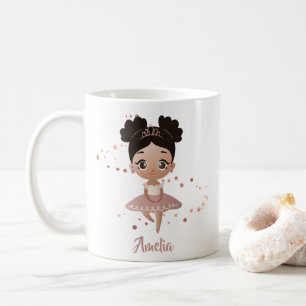 Caneca De Café Little Girl Dancing Ballerina Princess, Rosa Doura