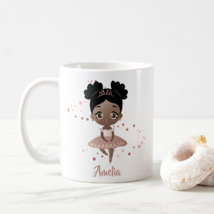 Caneca De Café Little Girl Dancing Ballerina Princess, Rosa Doura