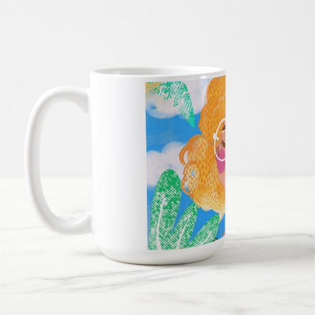 Caneca De Café Little Girl with Flowers (Esquerda)
