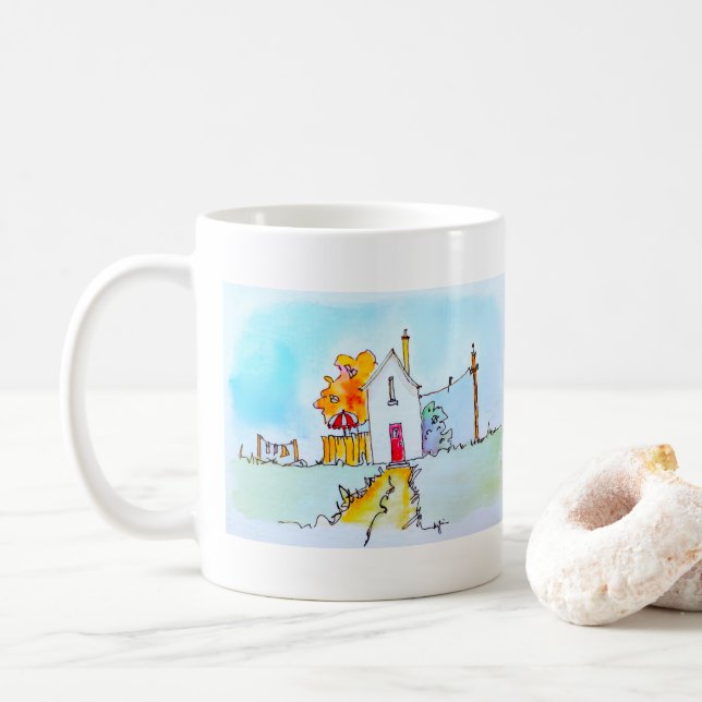 Caneca De Café Little House With Washing (Com Donut)