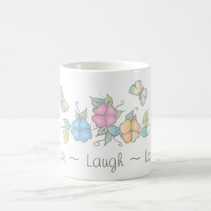 Caneca De Café Live Laugh   Borboleta Floral