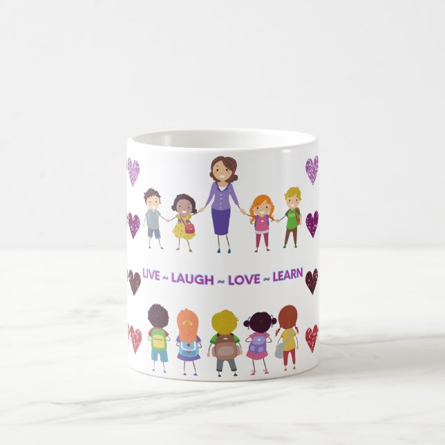 Caneca De Café Live ~ Laugh ~ Love ~ Learning School Teacher (Centro)