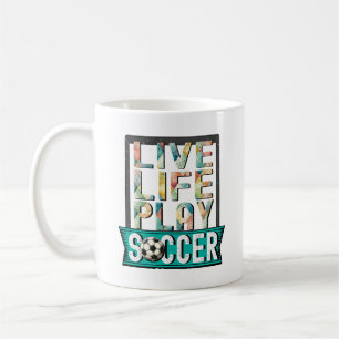 Caneca De Café Live Life Play Soccer, Jogador de Futebol Goalie