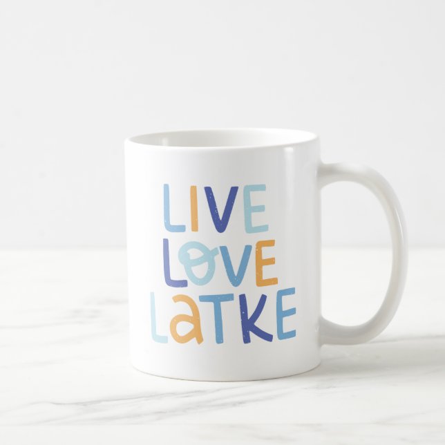 Caneca De Café Live Love Latke Hanukkah Design (Direita)