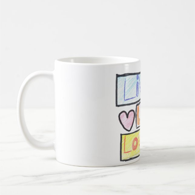 Caneca De Café Live, Ria, Amor  (Esquerda)