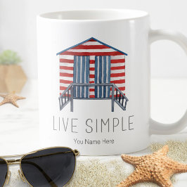Caneca De Café Live Simples Citação Náutica Verão Praia Cabana