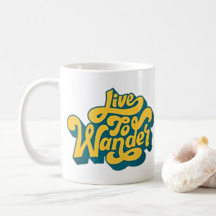 Caneca De Café Live to Wander - Retro Typografia Mug