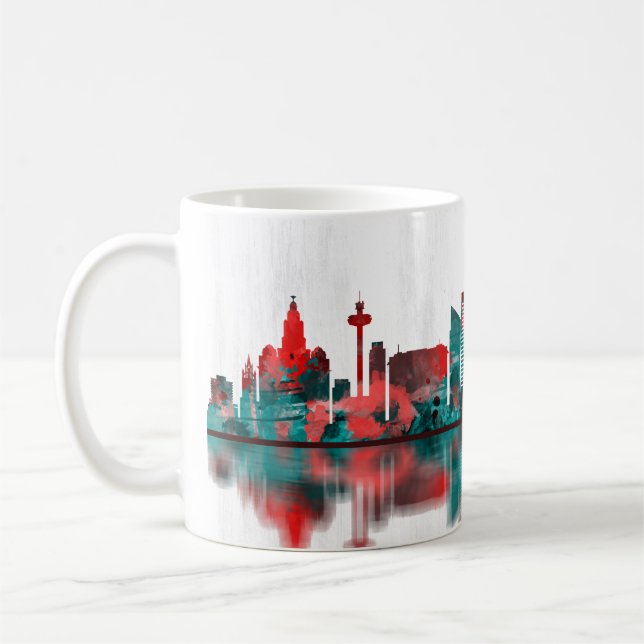 Caneca De Café Liverpool England Skyline (Esquerda)