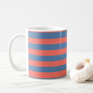 Caneca De Café Lıving Coral e Linhas Horizontais azul Pacífico
