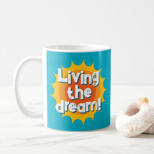 Caneca De Café Living the dream! cool coffee mug gift (Com Donut)