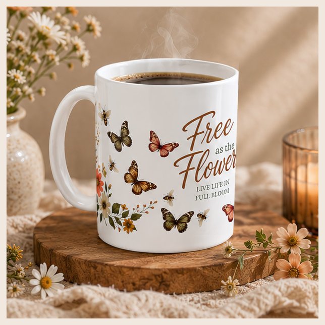Caneca De Café Livre como o Gráfico Boho de Flores (Criador carregado)