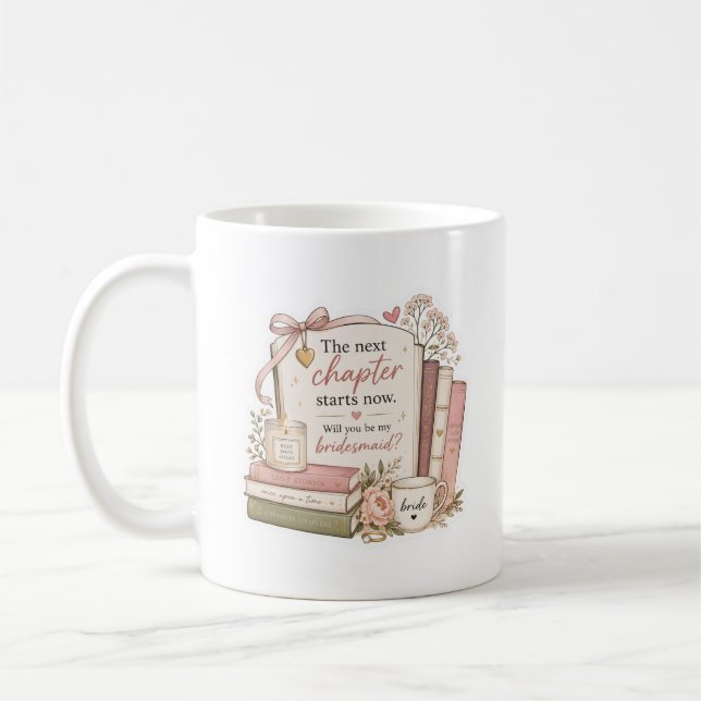 Caneca De Café Livresca Você Será Minha Dama de Honra (Esquerda)