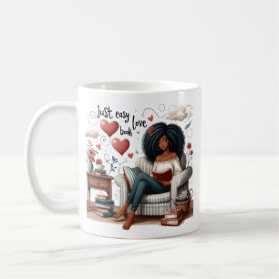 Caneca De Café Livro de Amor Fácil, Leitura de Menina Africana Am