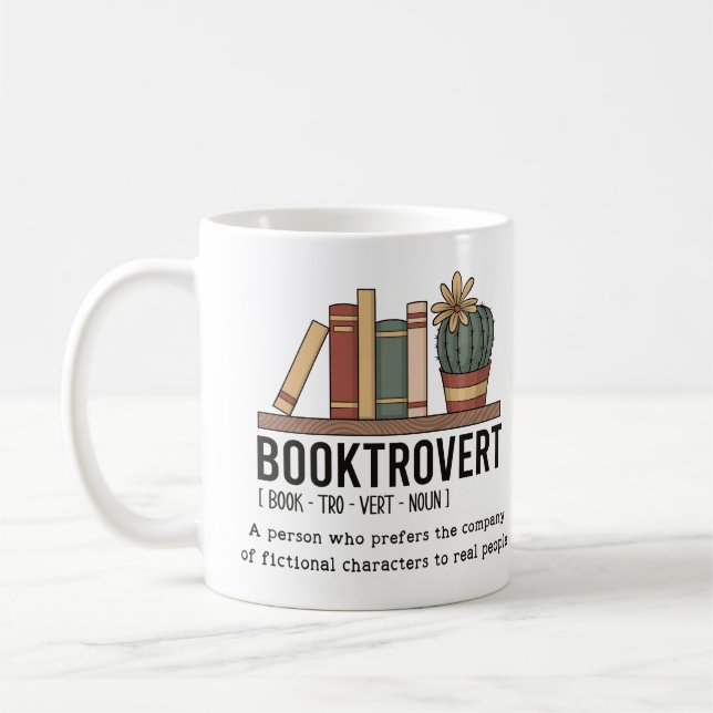 Caneca De Café Livro de Definição de Dicionário de Booktrovert (Esquerda)
