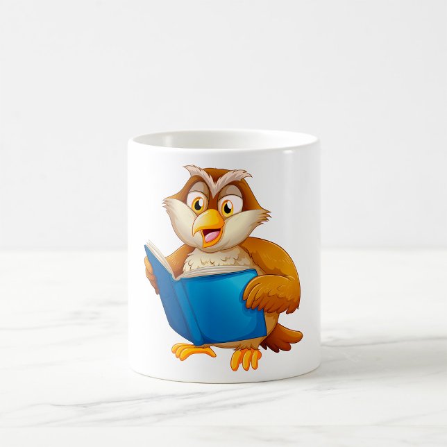 Caneca De Café Livro de Leitura da Coruja Sábia (Criador carregado)