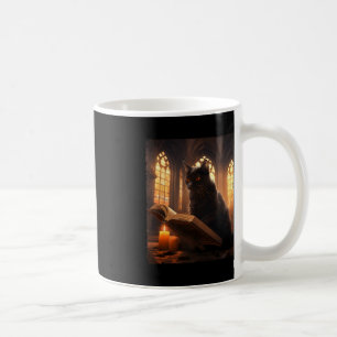 Caneca De Café Livro de Leitura de Gato Preto Retroativo, Vintage