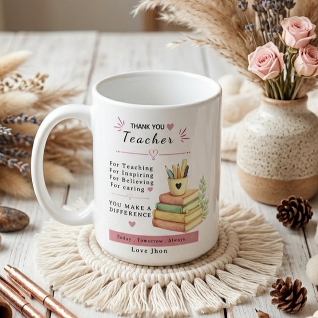 Caneca De Café Livro de Presente de Professor Estético Fofo Moder (Criador carregado)