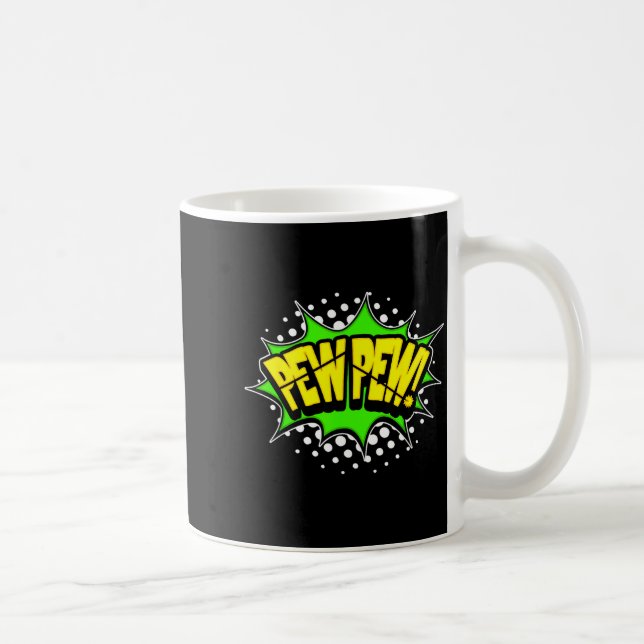 Caneca De Café Livro de quadrinhos de ação com blaster a laser pe (Direita)