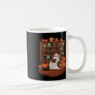 Caneca De Café Livro Fantasma Lendo Professor Halloween Bibliotec