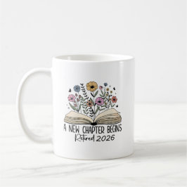 Caneca De Café Livro Floral de Novo Capítulo Aposentado