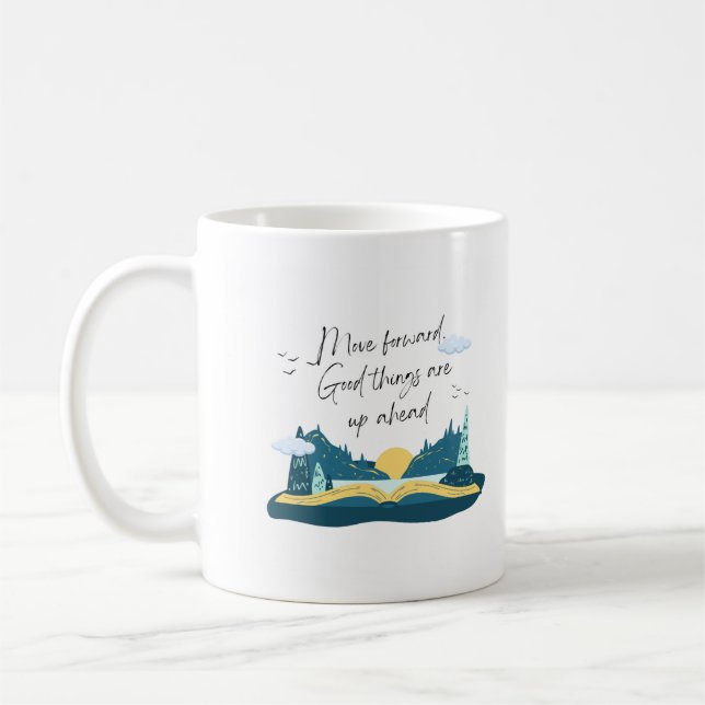 Caneca De Café Livro Inspiracional Azul Serene (Esquerda)