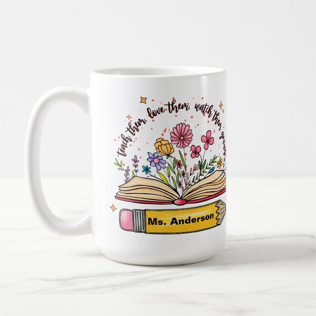 Caneca De Café Livro personalizado de volta às aulas para profess (Esquerda)