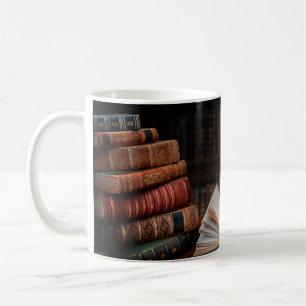 Caneca De Café Livros antigos, canetas-de-colina e poeira-tinteir