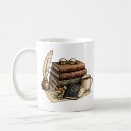 Caneca De Café Livros Antigos & Cantinho de Leitura Aconchegante 