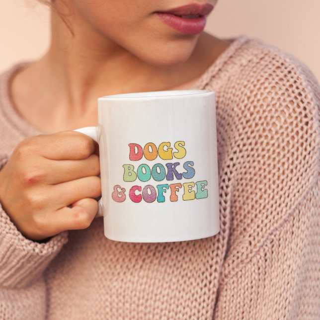 Caneca De Café Livros de cães e café (Criador carregado)