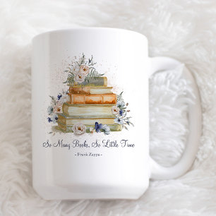Caneca De Café Livros de Cotação Personalizados Flores Azuis Beig