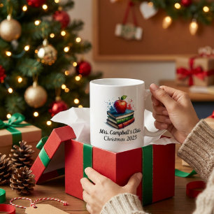 Caneca De Café Livros de Educador/Professor Minimalista Vermelho 
