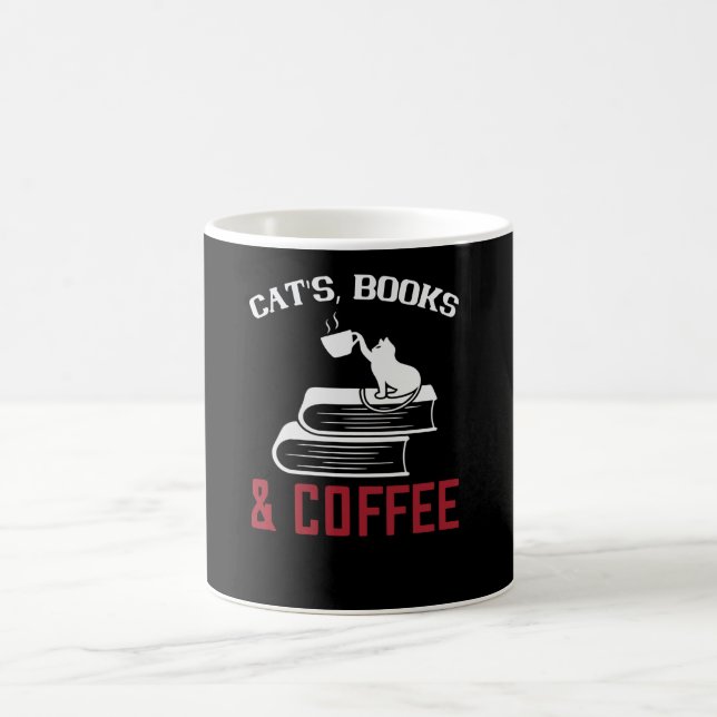 Caneca De Café Livros de gatos e café (Centro)
