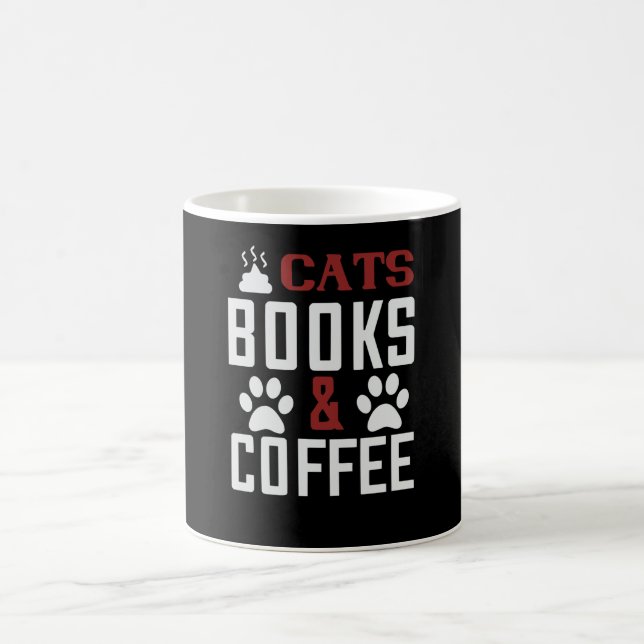 Caneca De Café Livros de gatos e café v2 (Centro)