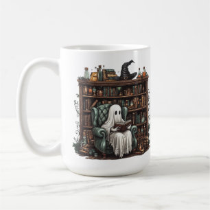 Caneca De Café Livros de Leitura de Fantasma Retro – Livro Assust