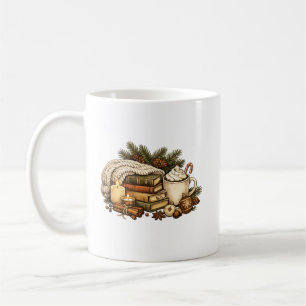 Caneca De Café Livros de Natal Cottagecore Aconchegantes Cacau Qu