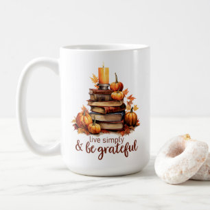 Caneca De Café Livros de Outono, Luz de Vela & Conforto