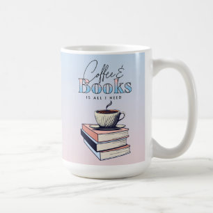 Caneca De Café Livros de Vintage e Café é tudo que preciso
