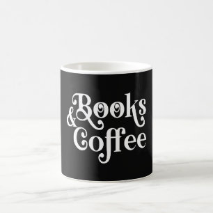 Caneca De Café Livros e Café Tipografia Preto e Branco