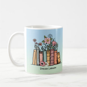 Caneca De Café Livros e flores silvestres personalizam a bibliote