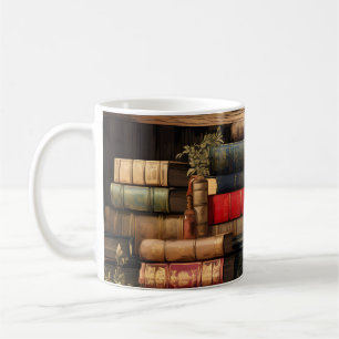 Caneca De Café Livros E Plantas