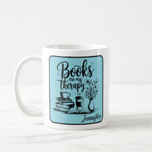 Caneca De Café Livros Personalizados São Meu Terapia Livrescos Az