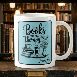 Caneca De Café Livros Personalizados São Minha Terapia Bichos do 