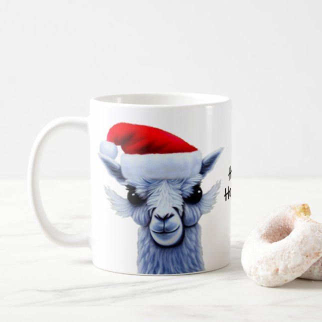Caneca De Café Llama com Santa Hat Coffee Mug (Com Donut)