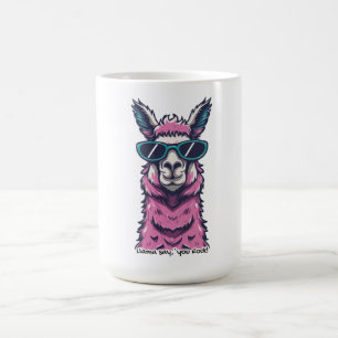 Caneca De Café Llama diz que você é Rock   pose Quirky em óculos 