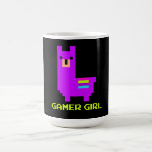 Caneca De Café Llama Gift Garota-Gamã Cute Alpaca Llama 8 Bits
