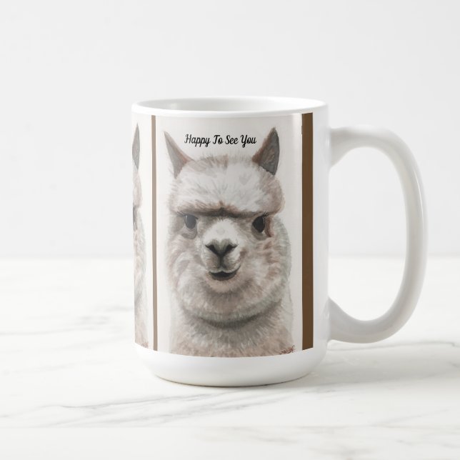 Caneca De Café Llama Sorri Personalizar Grande Mug De Café (Direita)