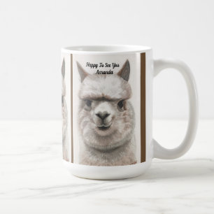 Caneca De Café Llama Sorri Personalizar Grande Mug Personalizado 