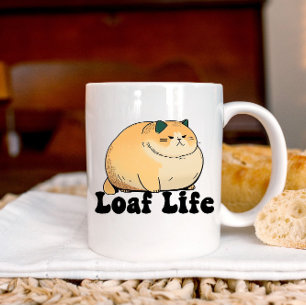 Caneca De Café Loaf Life Engraçado Gato